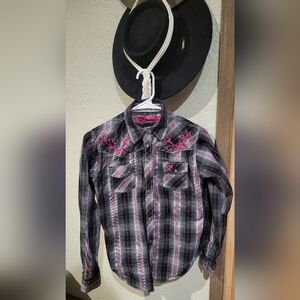 Cowgirl Hardware Pearl Snap Western Shirt Girls 14/16
